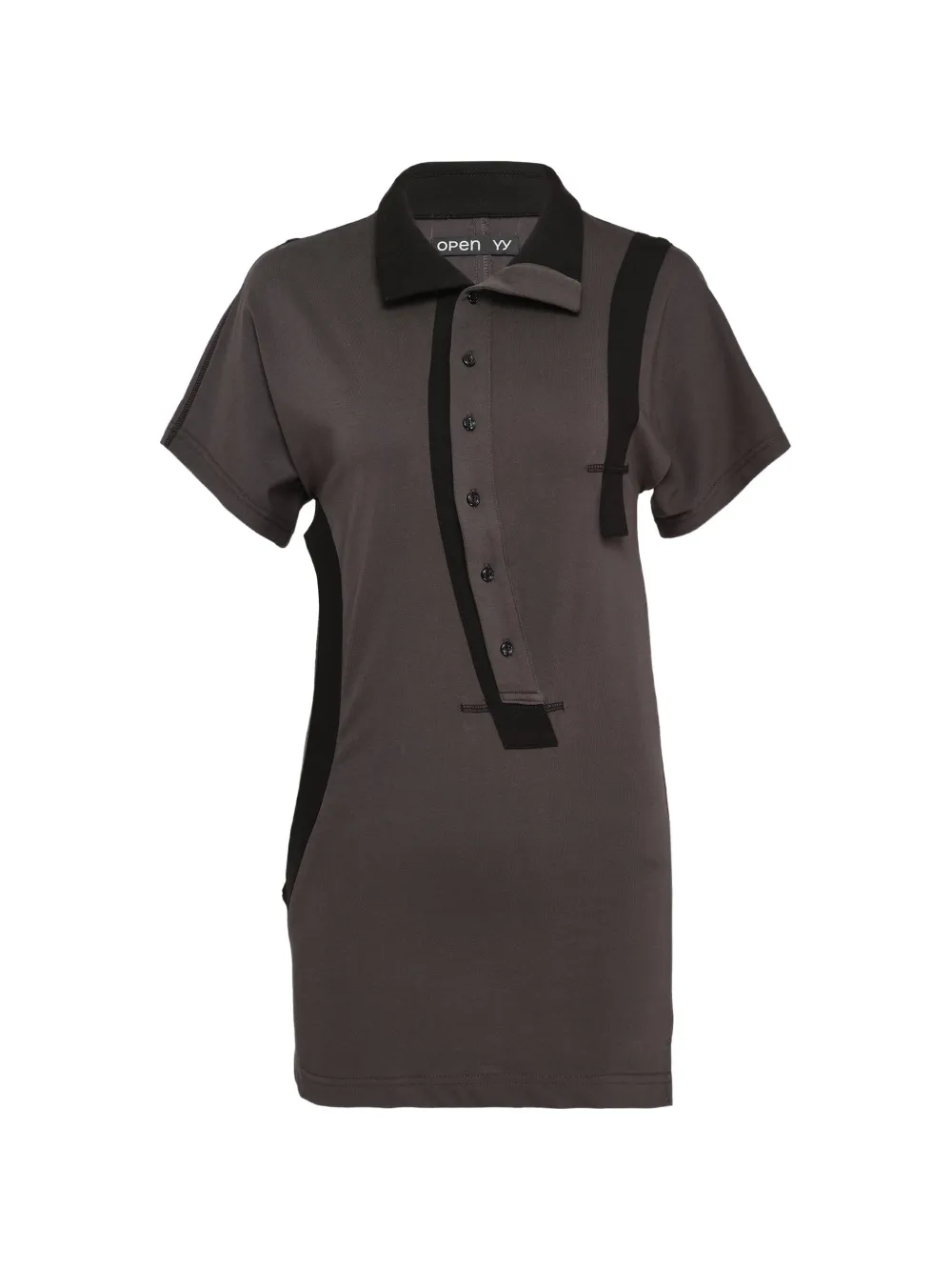 Open YY curved button-panel polo top - Grigio