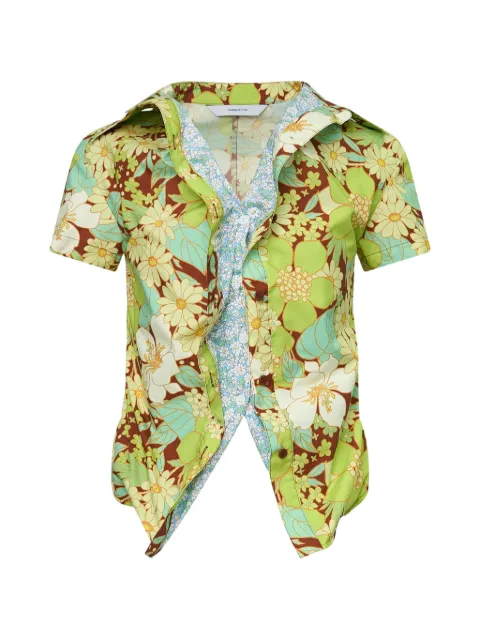 pushBUTTON floral-print layered-design shirt