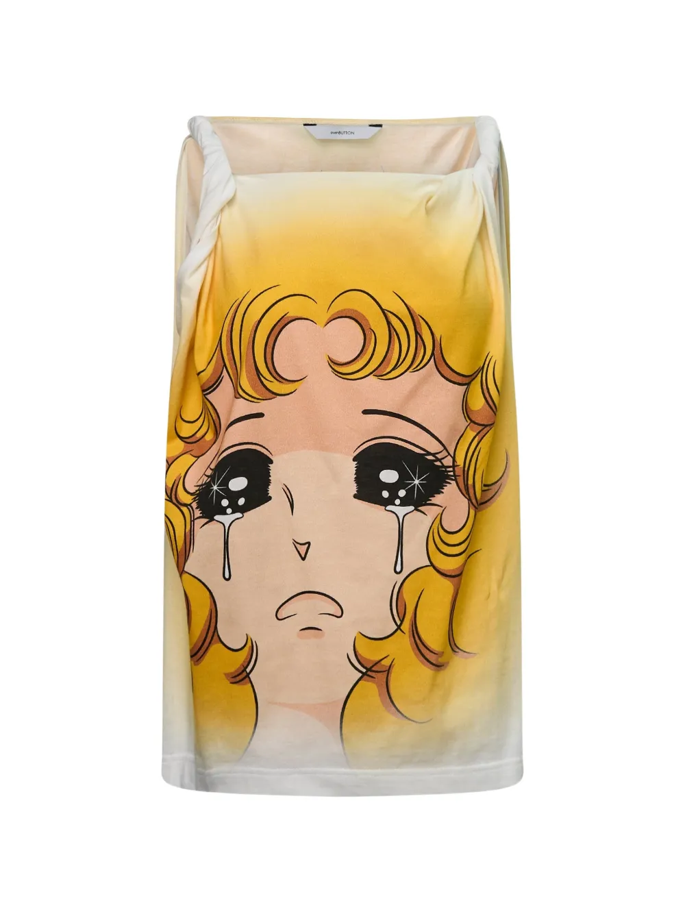 pushBUTTON graphic-print knotted-shoulder top - Giallo