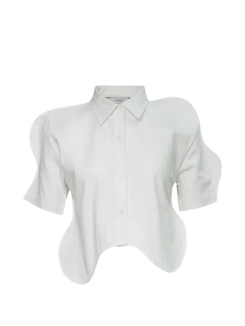 pushBUTTON wavy-hem short-sleeve shirt
