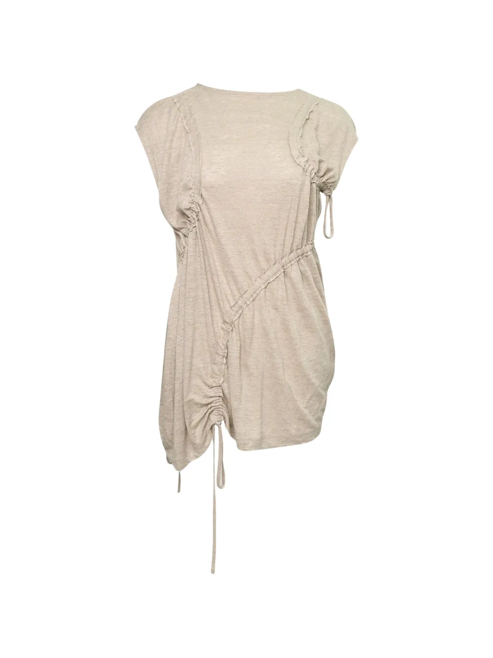 Y's shirred linen top - Toni neutri