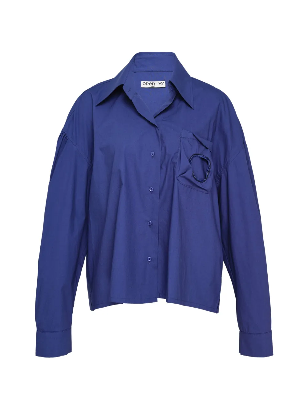 Open YY bead-pocket shirt - Blu