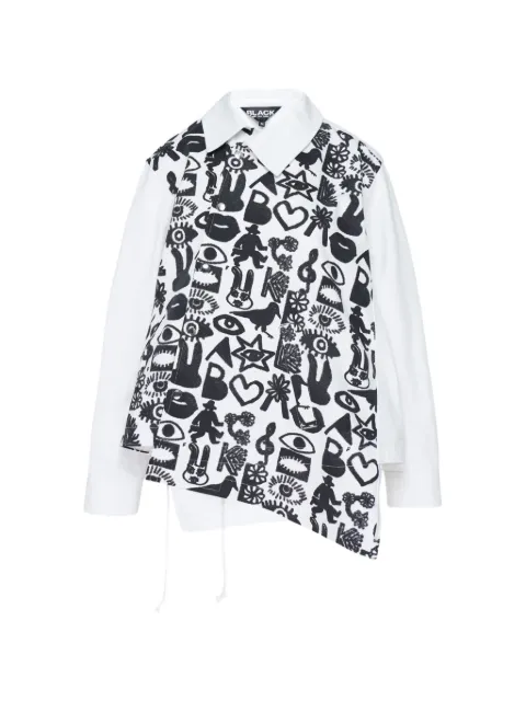Comme Des Garçons Black Filip Pagowski print asymmetric shirt