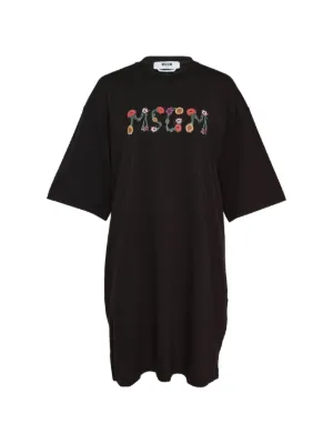 MSGM Tシャツ　ワンピース　レディース　黒　Mサイズ MSGM プリント Tシャツワンピース | ブラック | FARFETCH JP