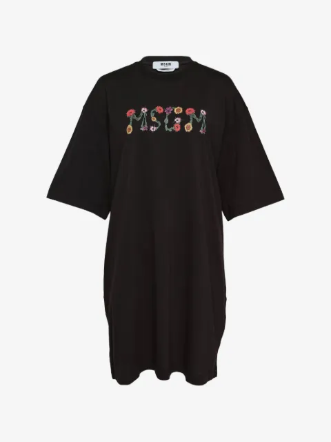 MSGM vestido estilo playera con bordado floral