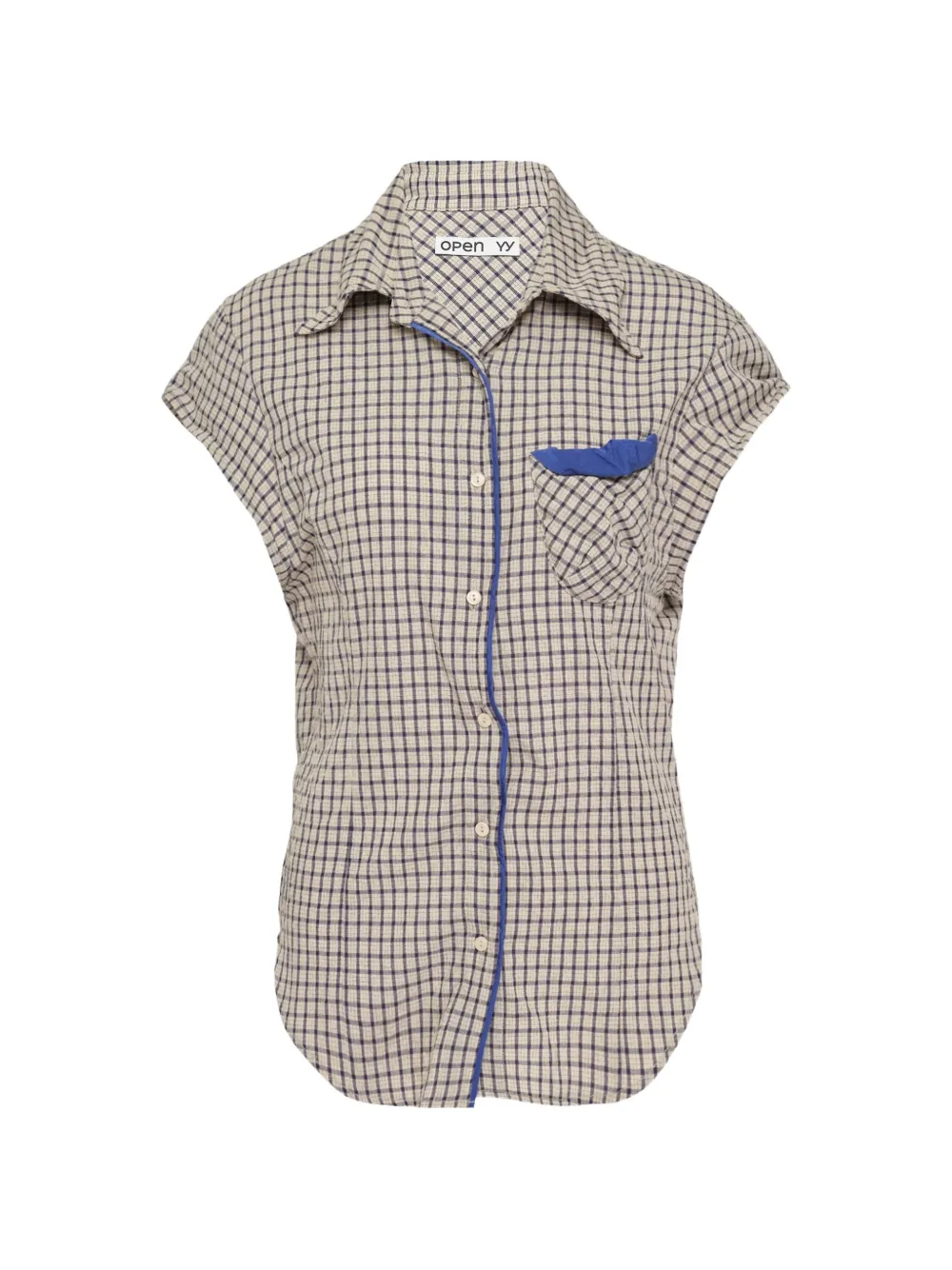 Open YY check-pattern contrast-trim shirt - Toni neutri