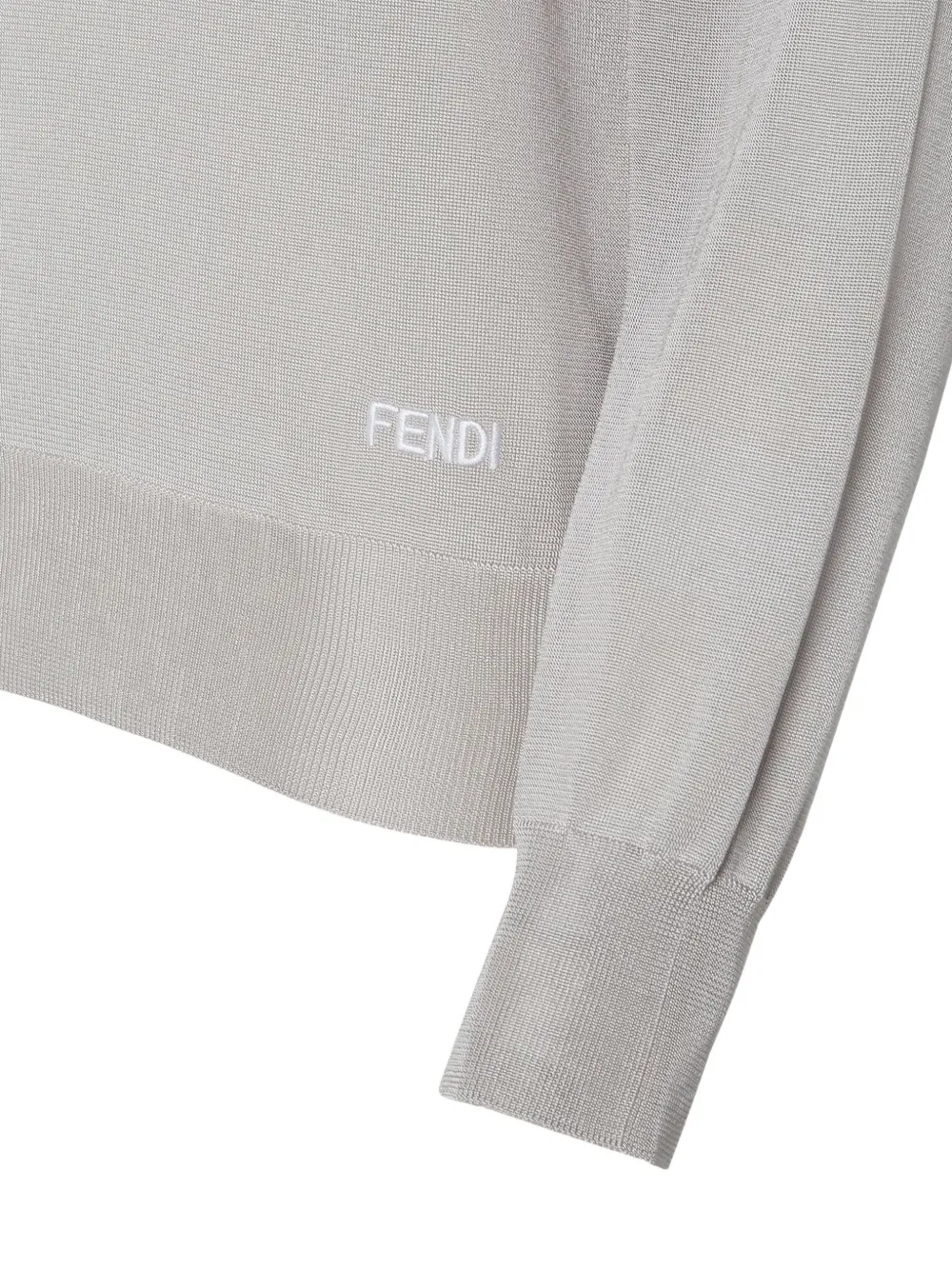 FENDI Trui met geborduurd logo en V-hals Grijs