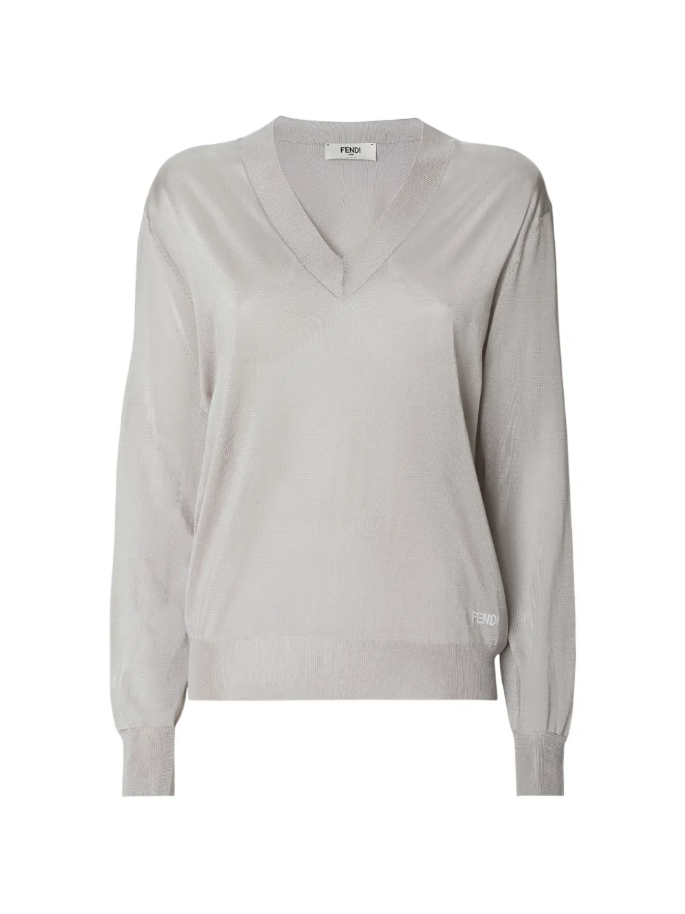 FENDI Trui met geborduurd logo en V-hals Grijs