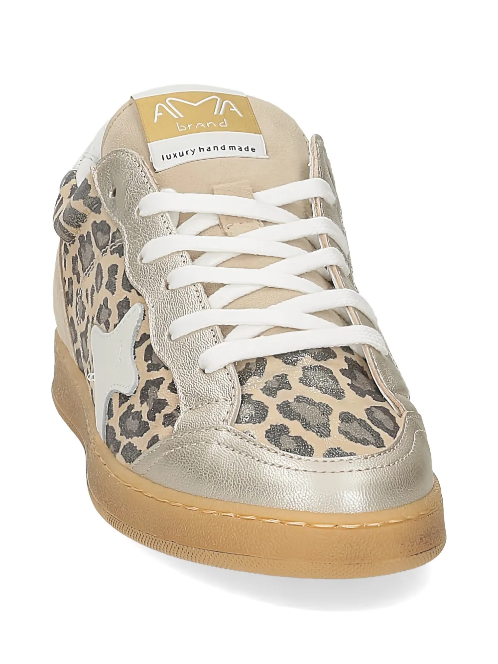 Ama Brand leopard-print metallic sneakers Beige