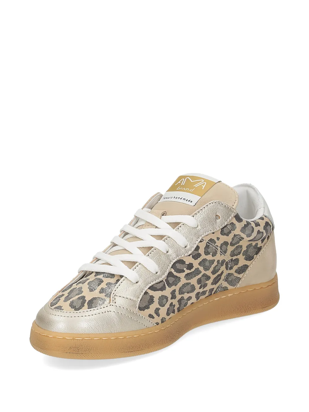 Ama Brand leopard-print metallic sneakers Beige