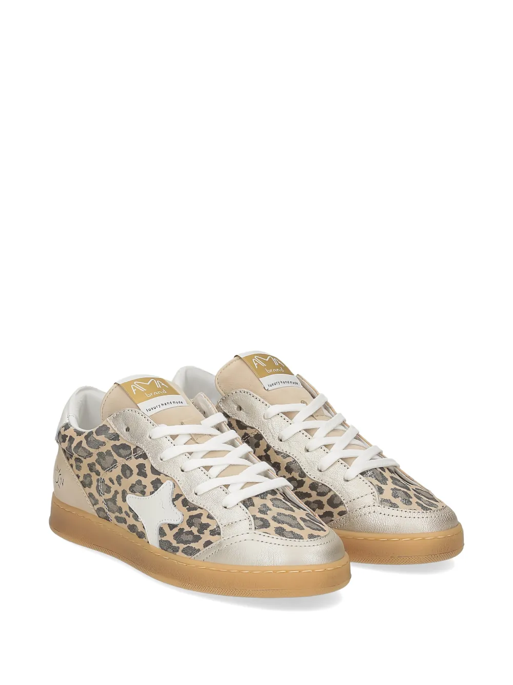 Ama Brand leopard-print metallic sneakers Beige