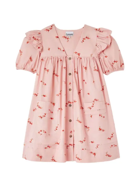 GANNI floral-print ruffled mini dress