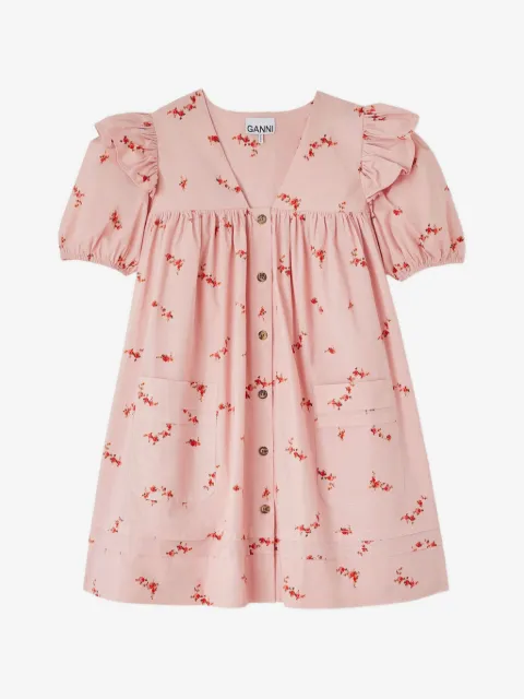 GANNI floral-print ruffled mini dress
