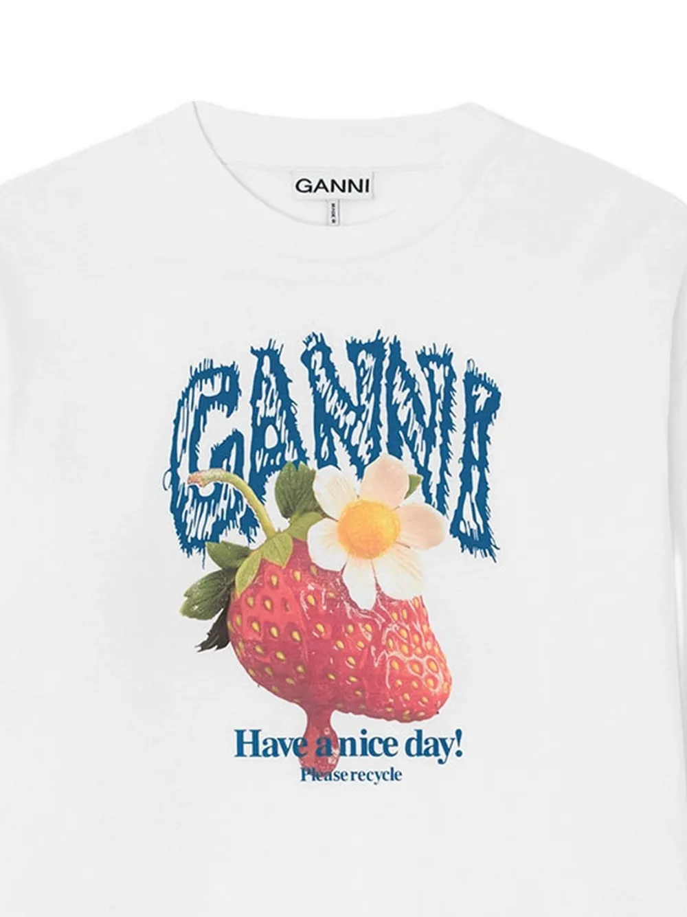 GANNI T-shirt met aardbeienprint Wit