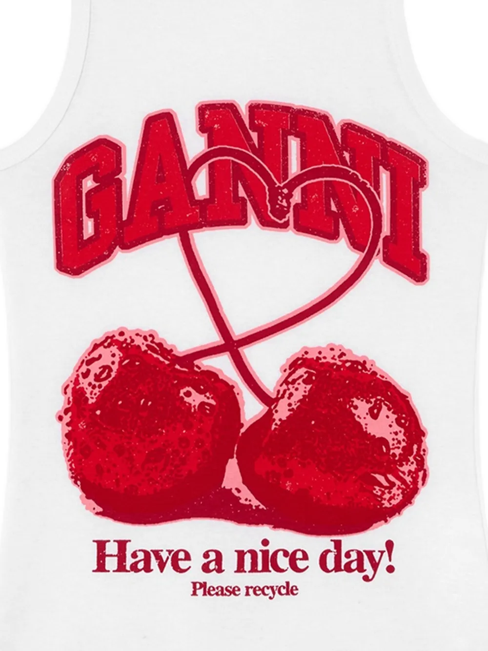 GANNI Racerback tanktop met kersen-grafische print Wit