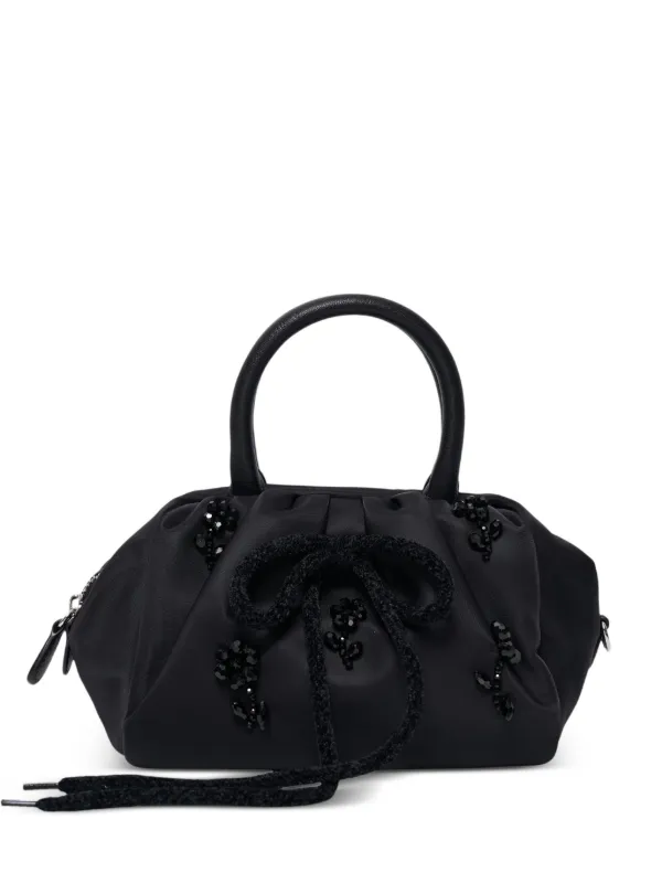 Simone Rocha Beaded-bow Gathered Shoulder Bag in Black