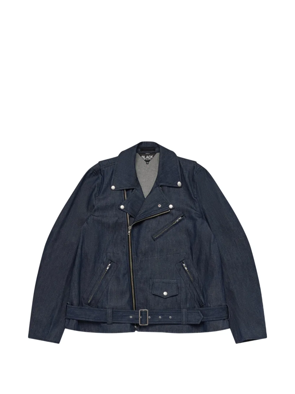 Comme Des Garçons Black belted biker-style denim jacket - Blau