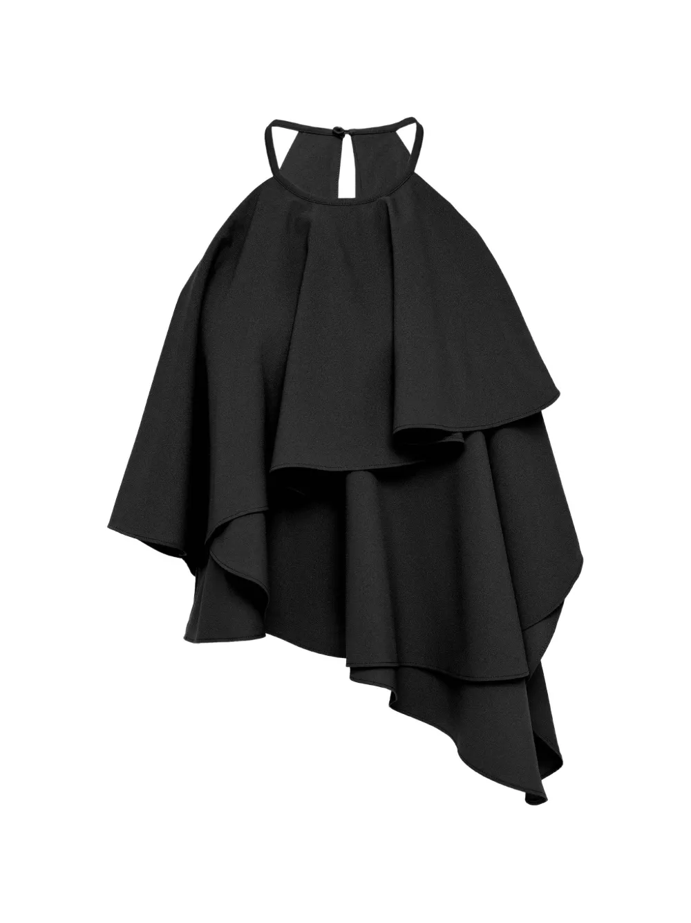 Club21 Collection georgette dana asymmetric ruffled top - Nero