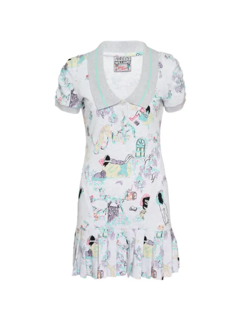 Ashley Williams Amelia graphic-print pleated-hem dress