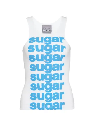 Ashley Williams slogan-print Ribbed Tank Top | White | FARFETCH GE