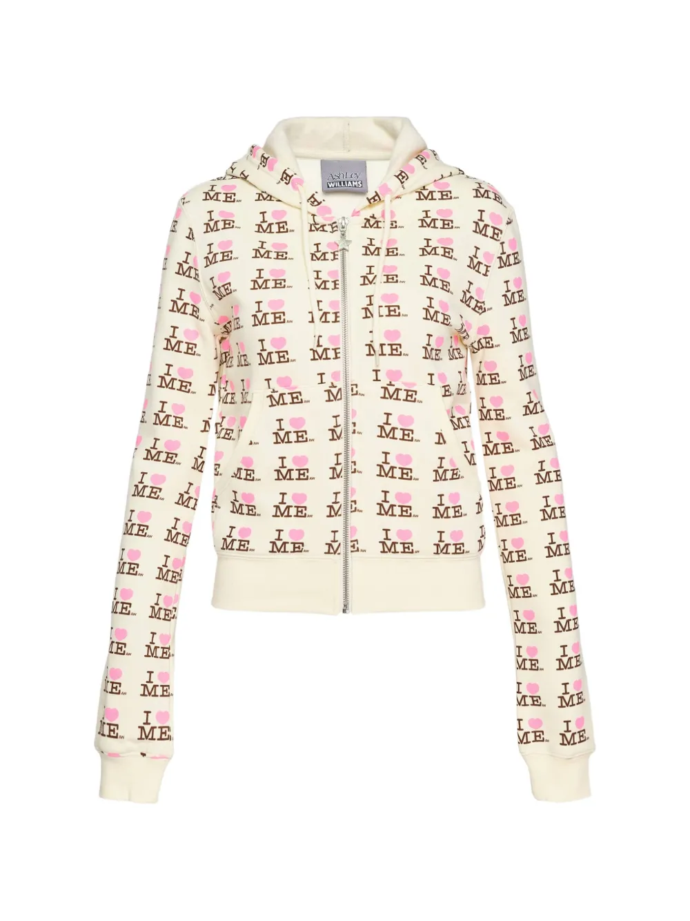 Ashley Williams graphic-print zip-up hoodie - Neutrals