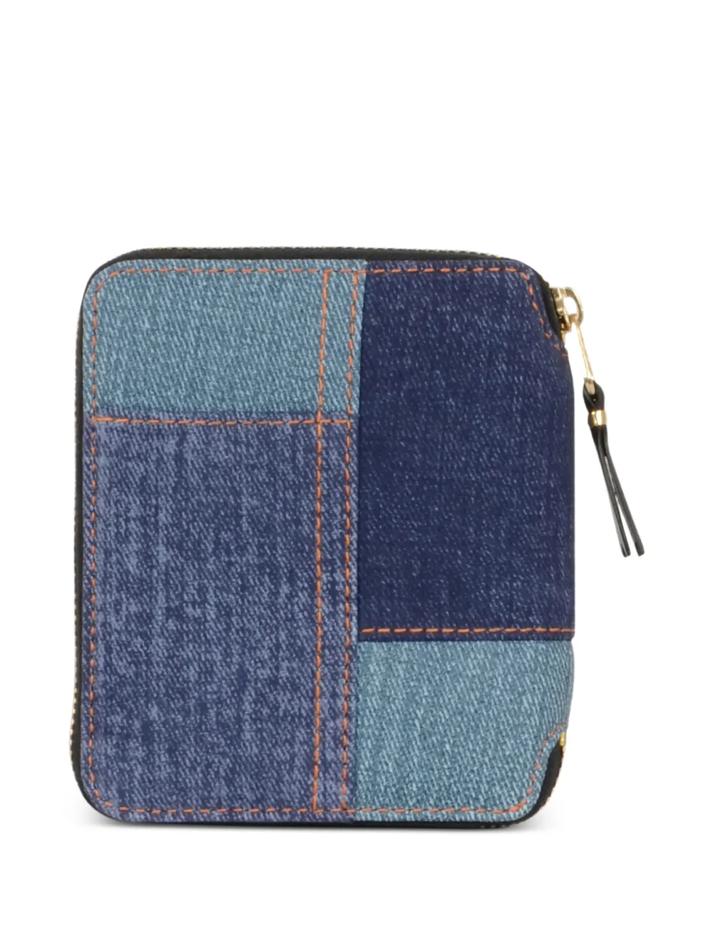 Comme Des Garçons Wallet Portemonnee met denim patchwork en rits Blauw