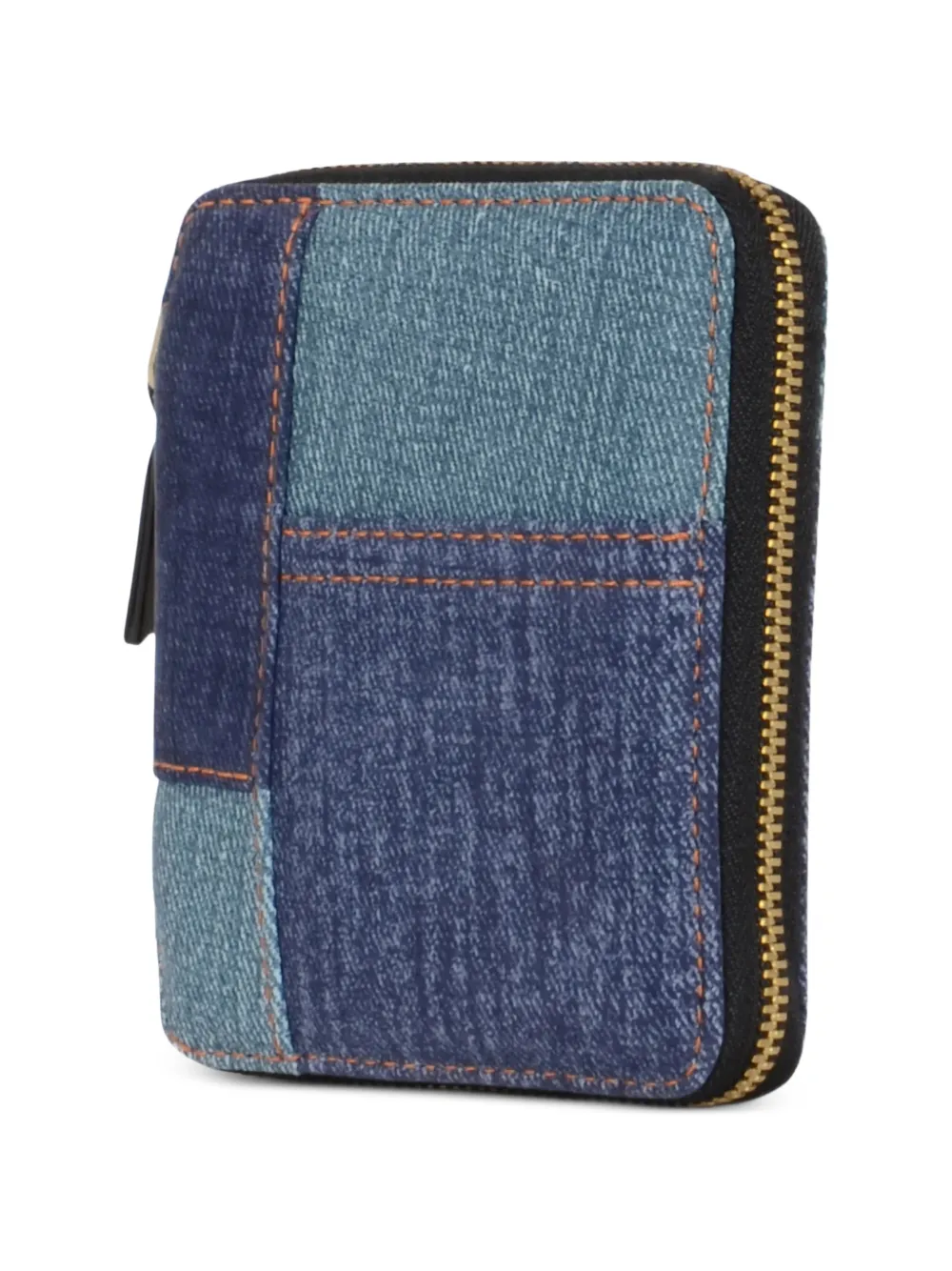 Comme Des Garçons Wallet Portemonnee met denim patchwork en rits Blauw