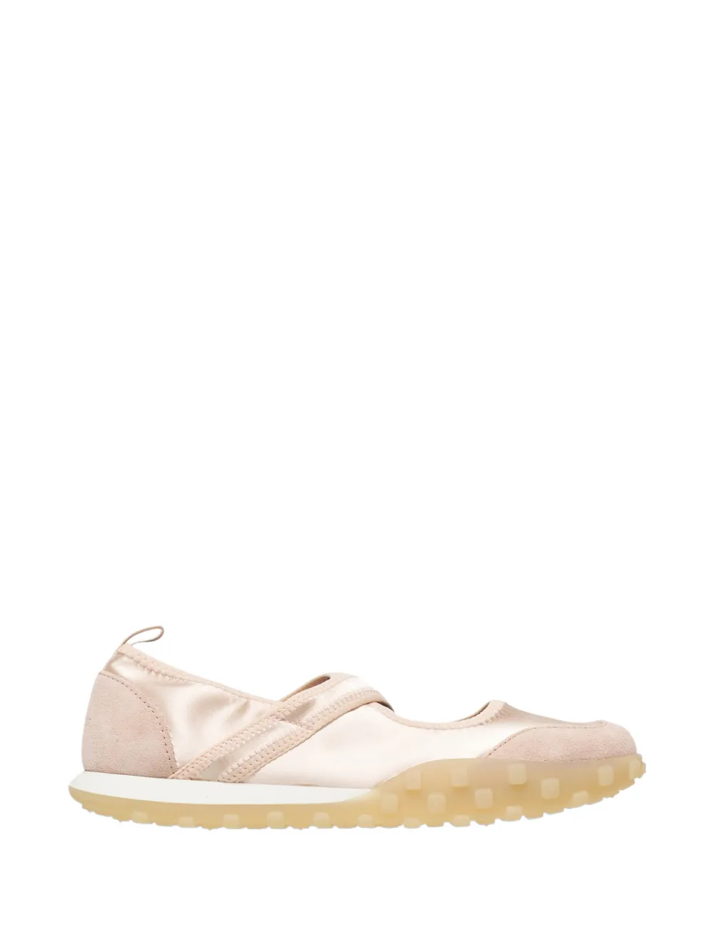 Jil Sander Moon Ballerina satin-finish suede-panel sneakers - Nude