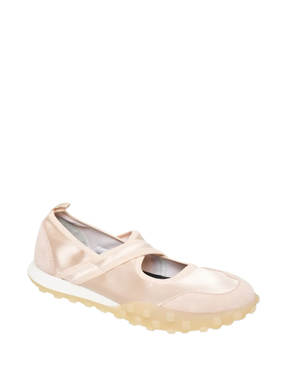 Jil Sander Moon Ballerina satin-finish suede-panel sneakers Beige