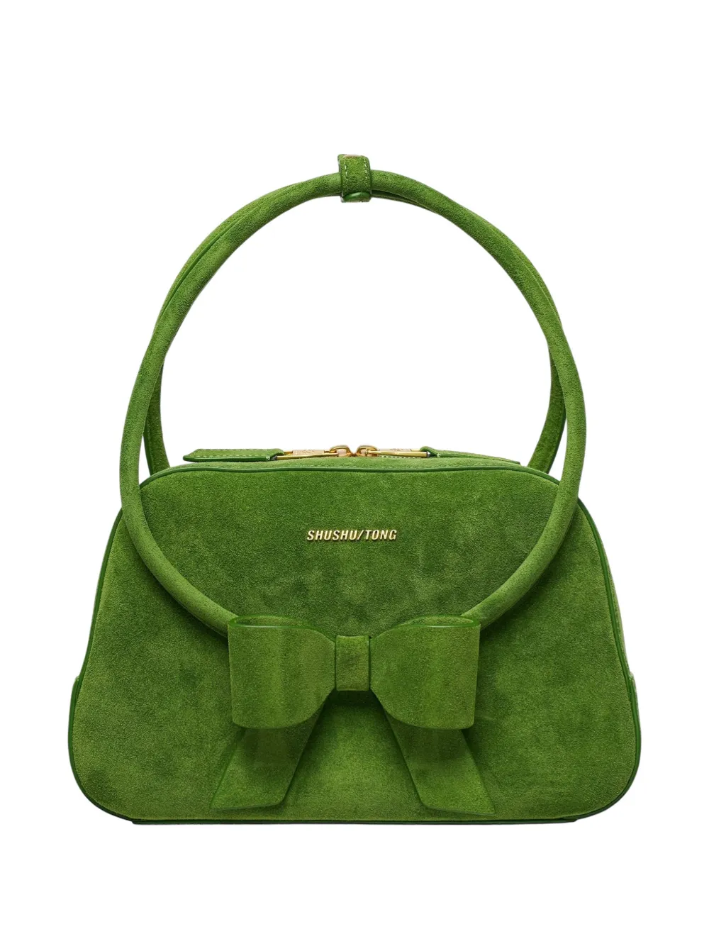 SHUSHU/TONG bow-detail ring-handle shoulder bag - Verde