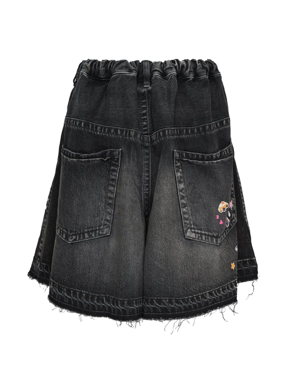 Maison MIHARA YASUHIRO Denim shorts met stickerprint Zwart