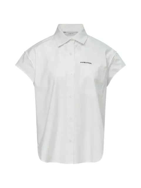 pushBUTTON logo-print cap-sleeve shirt