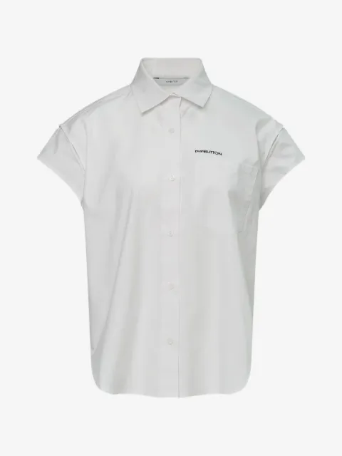 pushBUTTON logo-print cap-sleeve shirt