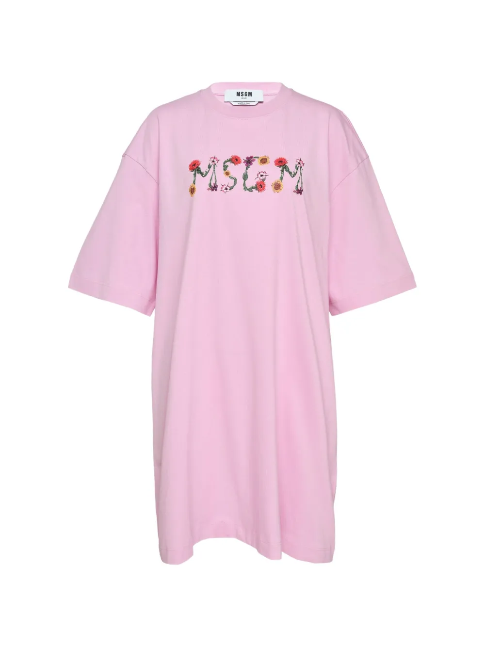 MSGM floral-logo mini T-shirt dress - Rosa