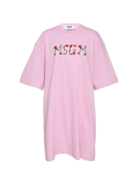 MSGM floral-logo mini T-shirt dress