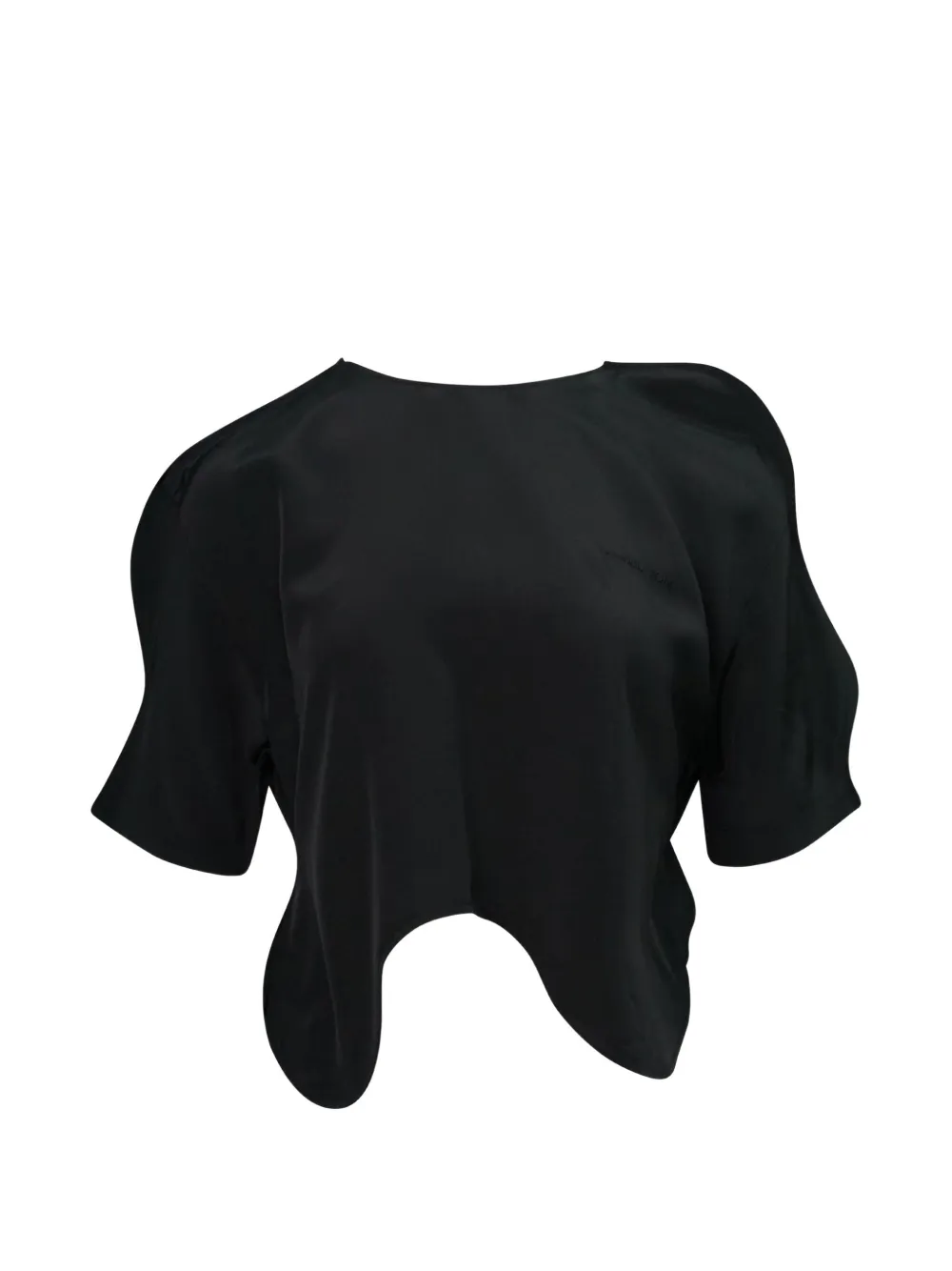 pushBUTTON wavy-hem short-sleeve blouse - Nero