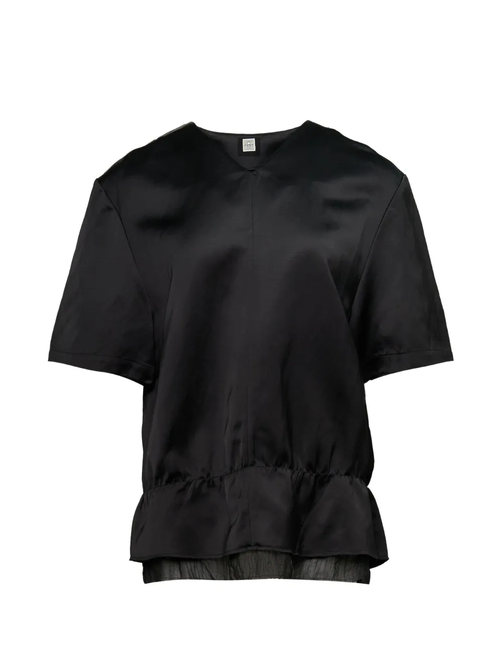 Totême V-neck Gathered-waist Top In Black