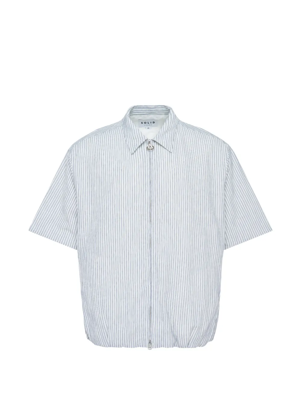 SOLID HOMME stripe-pattern gathered-hem shirt - Bianco