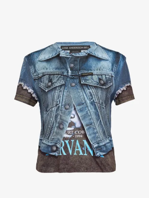 Andersson Bell denim-vest-print T-shirt