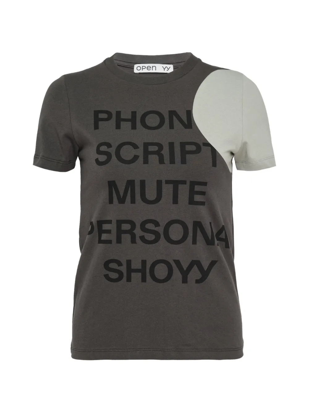 Open YY slogan-print panelled T-shirt - Grigio