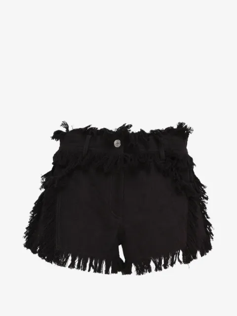 MSGM fringe-trimmed denim shorts