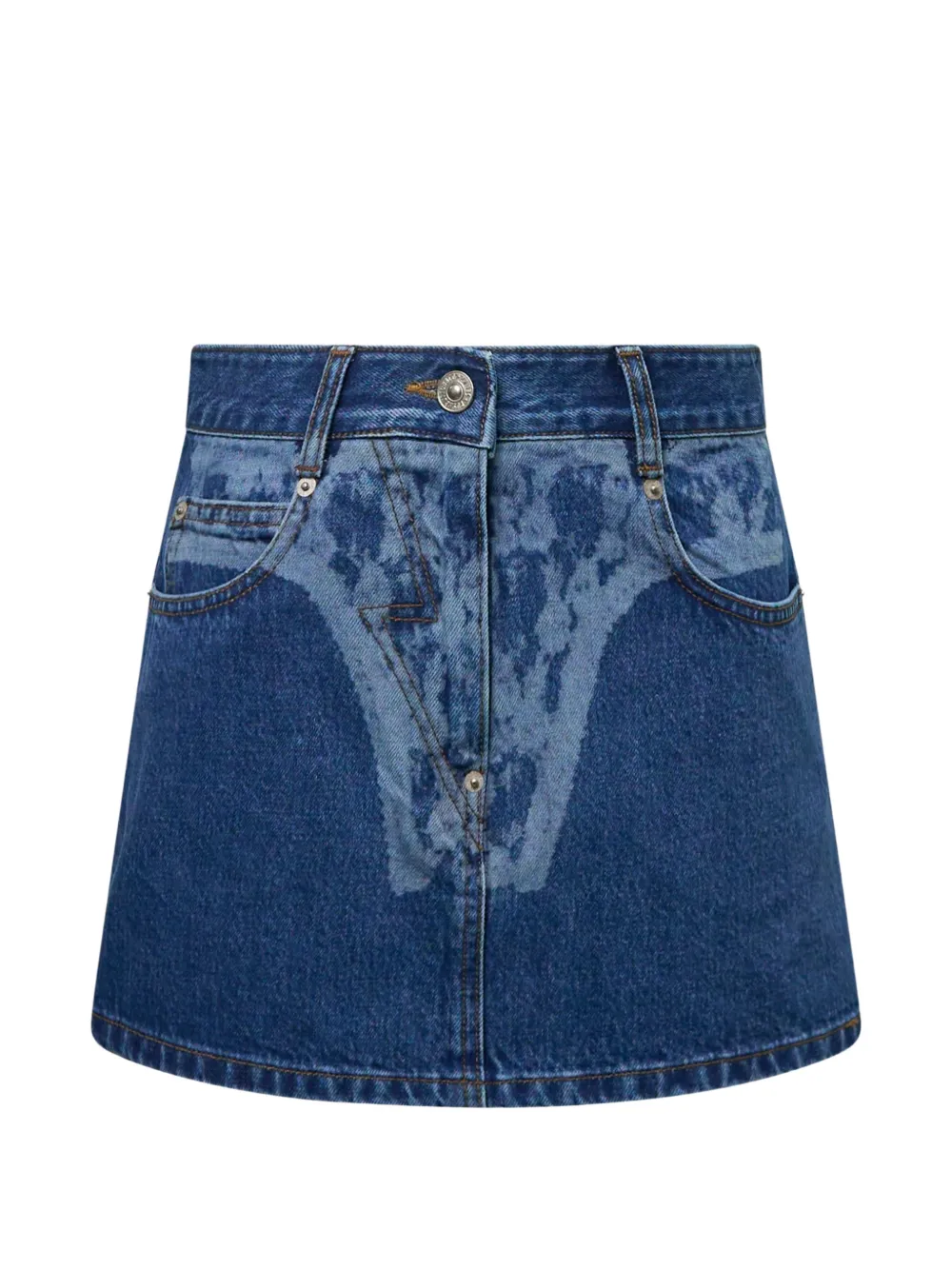 pushBUTTON printed denim mini skirt - Blu