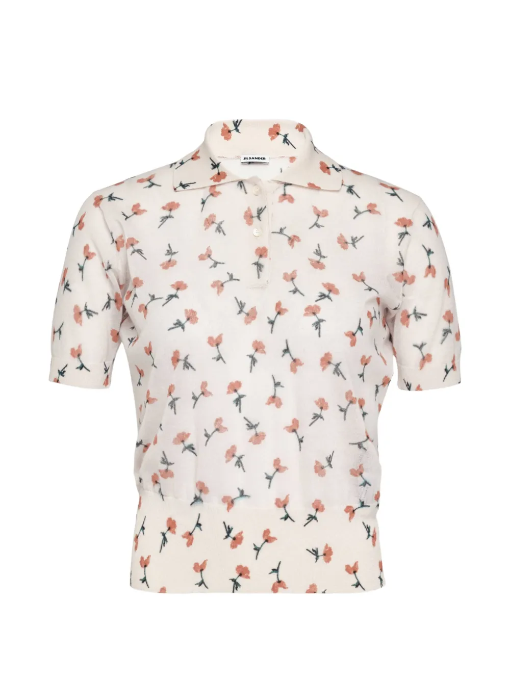 Jil Sander floral-print sheer polo shirt - Nude