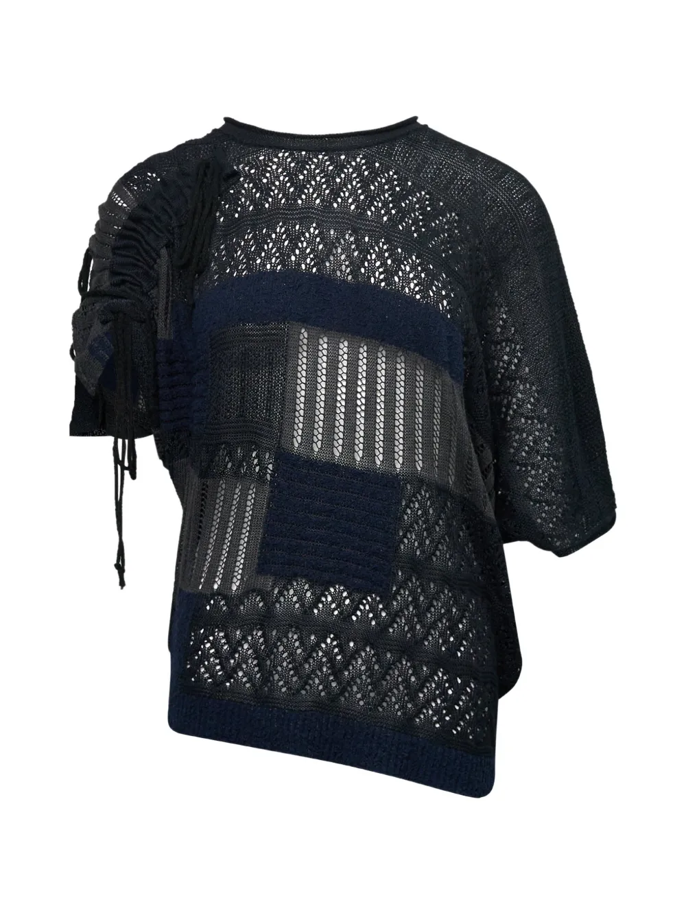 Y's asymmetric gathered sweater - Nero