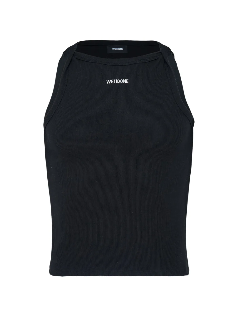 We11done Top a coste con logo - Nero