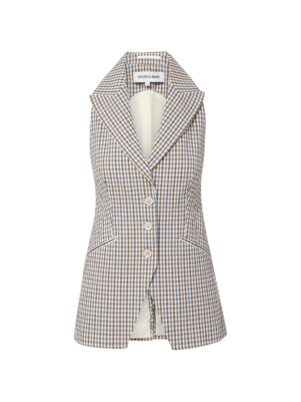 Veronica Beard Costa gingham waistcoat - Blu