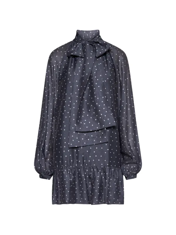 blue polka dot ruffle dress Silvian Heach polka-dot ruffle-trim | Pants:40 Lining 100% Polyester rios rack Sky Blue Beaded Long