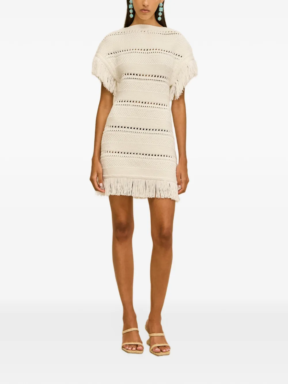 Cult Gaia Maren fringe-trim mini dress - Bianco