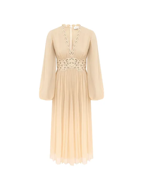 ZIMMERMANN midi Luna Billow lace-detail pleated dress