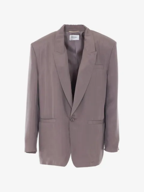 Saint Laurent chamarra de seda con botones